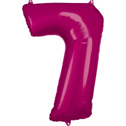 Ballon géant en aluminium numéro 7 rose, 88 x 58 cm