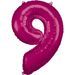 Ballon géant en aluminium numéro 9 rose, 86 x 63 cm