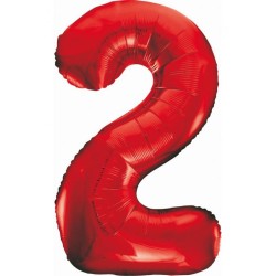 Ballon aluminium numéro 2 rouge 85 cm