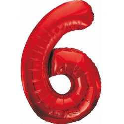 Ballon aluminium numéro 6 rouge 85 cm