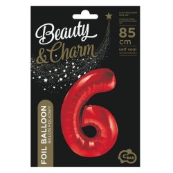 Number Red Red number 6 foil balloon 85 cm