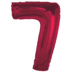 Ballon aluminium numéro 7 rouge 92 cm