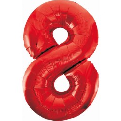 Ballon aluminium numéro 8 rouge 85 cm