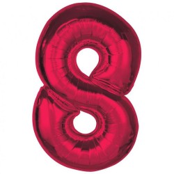 Ballon aluminium numéro 8 rouge 92 cm