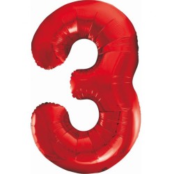 Number Red Red Number 3 Foil Balloon 85 cm