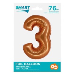 Number Copper Copper Number 3 Foil Balloon 76 cm