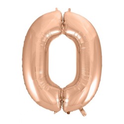 Ballon en aluminium numéro 0 en or rose 92 cm