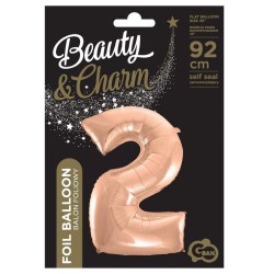 Number Rose Gold Number 2 foil balloon 92 cm