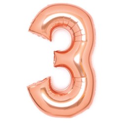 Number Rose Gold Number 3 Foil Balloon 66 cm