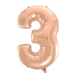 Number Rose Gold Foil balloon number 3, 92 cm