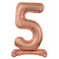 Number Rose Gold Number 5 Foil Balloon with Base 74 cm