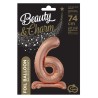 Number Rose Gold Number 6 foil balloon with base 74 cm