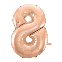 Ballon en aluminium numéro 8 en or rose 92 cm