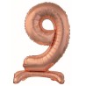 Number Rose Gold Number 9 foil balloon with base 74 cm