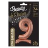 Number Rose Gold Number 9 foil balloon with base 74 cm