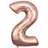 Number Rose Gold giant number foil balloon 2, 86*53 cm