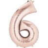 Number Rose Gold giant number foil balloon 6, 86*55 cm