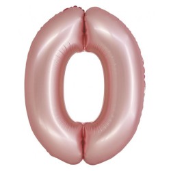 Ballon aluminium numéro 0 rose clair mat 76 cm