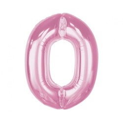 Ballon aluminium numéro 0 rose clair 92 cm