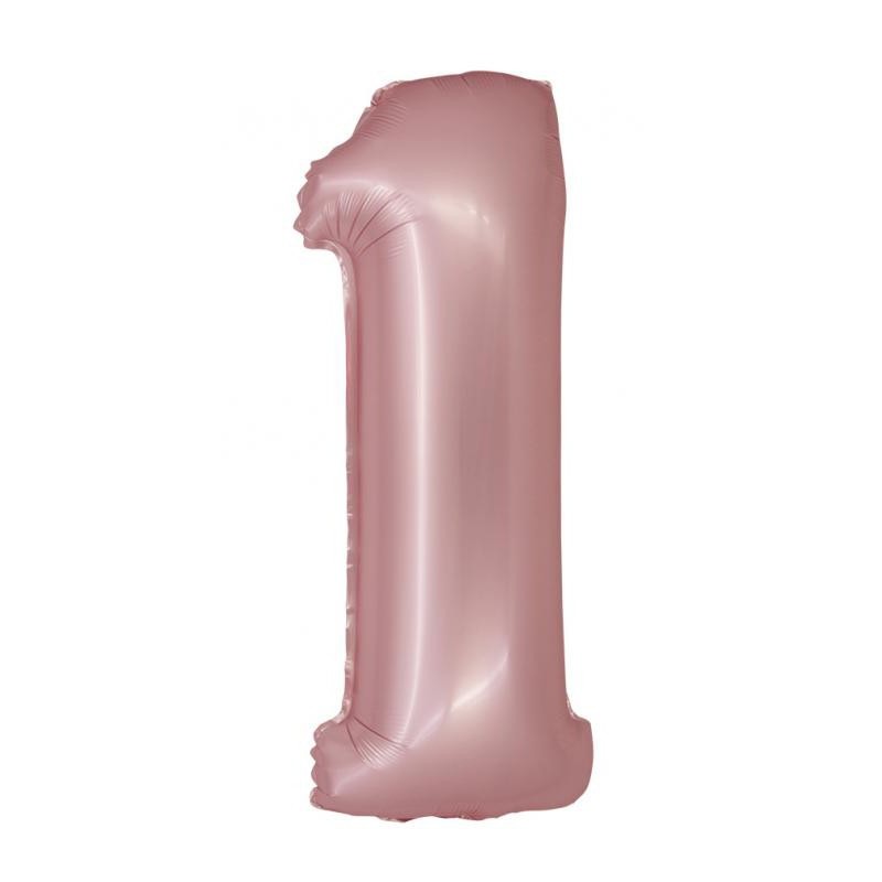 Number Light Pink Mat Pink Number 1 Foil Balloon 76 cm