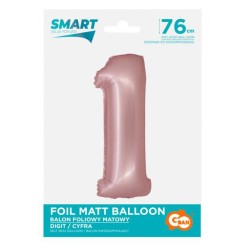 Number Light Pink Mat Pink Number 1 Foil Balloon 76 cm