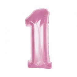 Number Light Pink Pink Number 1 Foil Balloon 92 cm