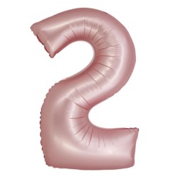 Ballon aluminium numéro 2 rose mat clair 76 cm