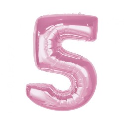 Number Light Pink Pink Number 5 Foil Balloon 92 cm