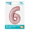 Ballon aluminium numéro 6 rose mat clair 76 cm