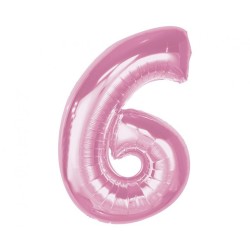 Number Light Pink Pink Number 6 Foil Balloon 92 cm