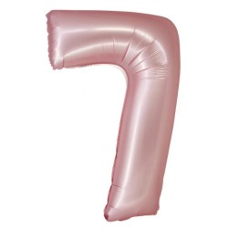 Ballon aluminium numéro 7 rose mat clair 76 cm