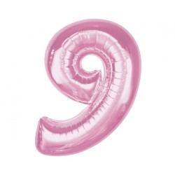 Number Light Pink Pink Number 9 Foil Balloon 92 cm