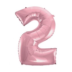 Number Light Pink, Pink number 2 foil balloon 92 cm