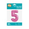 Number Pink with Hearts, Pink Number 5 Foil Balloon 61 cm