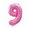 Number Pink with Hearts, Pink Number 9 Foil Balloon 61 cm