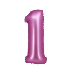 Ballon en aluminium numéro 1 en satin rose 76 cm