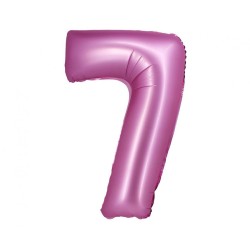 Ballon en aluminium numéro 7 en satin rose 76 cm