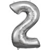 Number Silver giant number foil balloon 2, 86*53 cm