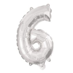 Number Silver, Silver number 6 foil balloon 95 cm