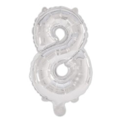 Number Silver, Silver number 8 foil balloon 95 cm