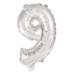 Number Silver, Silver number 9 foil balloon 95 cm