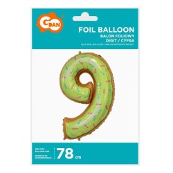 Number Cookie Cookie pattern number 9 foil balloon 78 cm