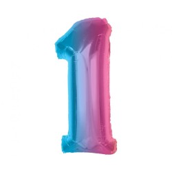 Ballon en aluminium coloré numéro 1 arc-en-ciel 92 cm