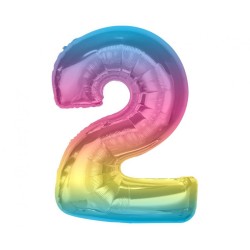 Number Rainbow Colorful Number 2 Foil Balloon 92 cm