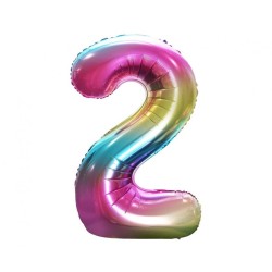 Number Rainbow Rainbow Number 2 Foil Balloon 85 cm