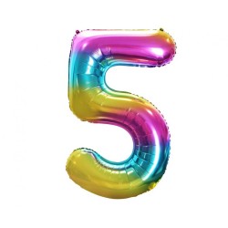 Number Rainbow Rainbow Number 5 Foil Balloon 85 cm