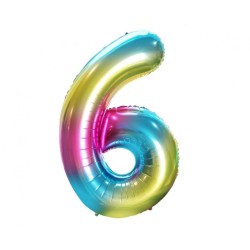 Number Rainbow Rainbow Number 6 Foil Balloon 85 cm