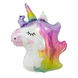 Ballon aluminium tête de licorne 75 cm