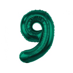 Number B&C Bottle Green Green number 9 foil balloon 85 cm