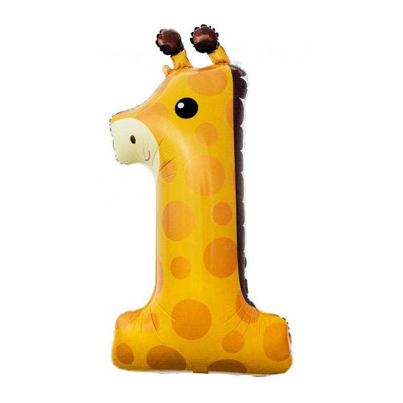 Ballon aluminium numéro 1 girafe 80 cm